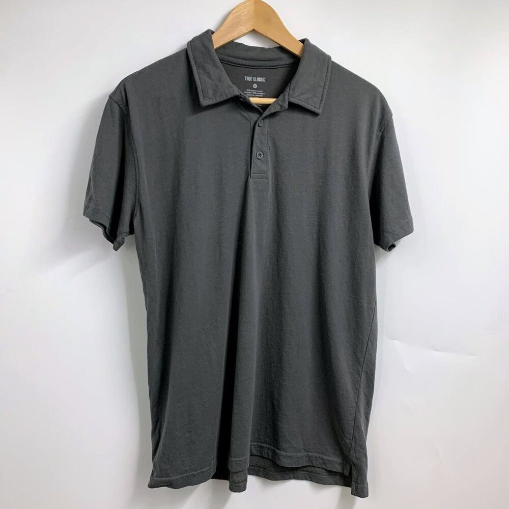 True Classic Men's Cotton Button Stretch Short Sleeve Pullover Polo Shirt Size M